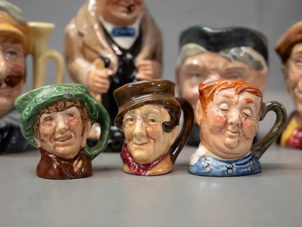 7 Royal Doulton character jugs - 4 small and 3 miniature - Winston Churchill H-100, see photos for others Image 1++