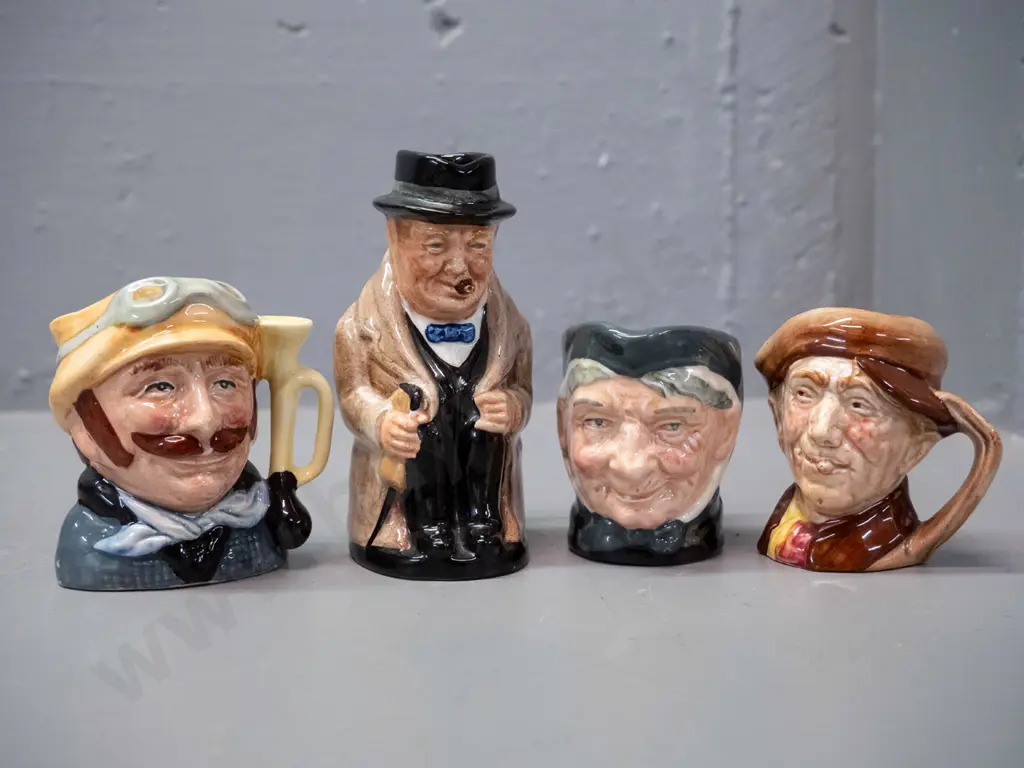 7 Royal Doulton character jugs - 4 small and 3 miniature - Winston Churchill H-100, see photos for others Image 1++