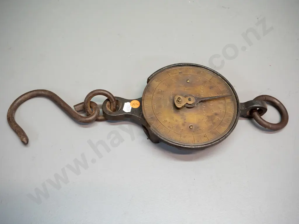 vintage Salter's hanging scales marked "Spring Balance" - brass face, cast iron body and fittings H-410 Image 1++
