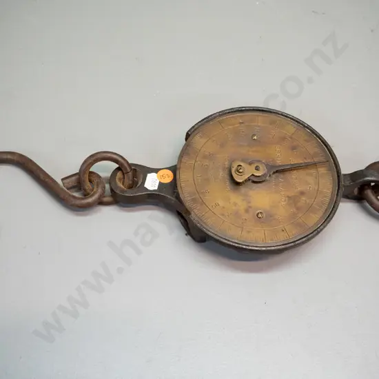 vintage Salter's hanging scales marked "Spring Balance" - brass face, cast iron body and fittings H-410