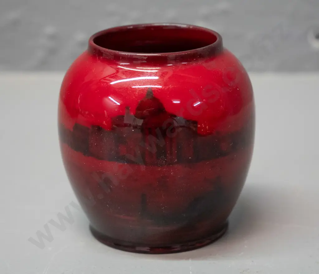 small Royal Doulton flambe vase with Venice scene H-70 D-60 Image 1++