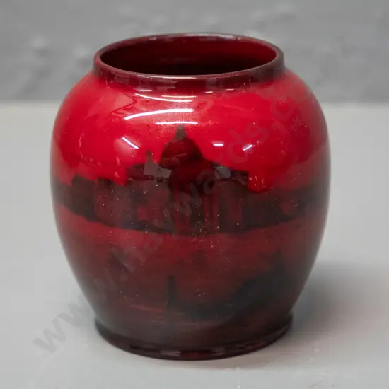 small Royal Doulton flambe vase with Venice scene H-70 D-60