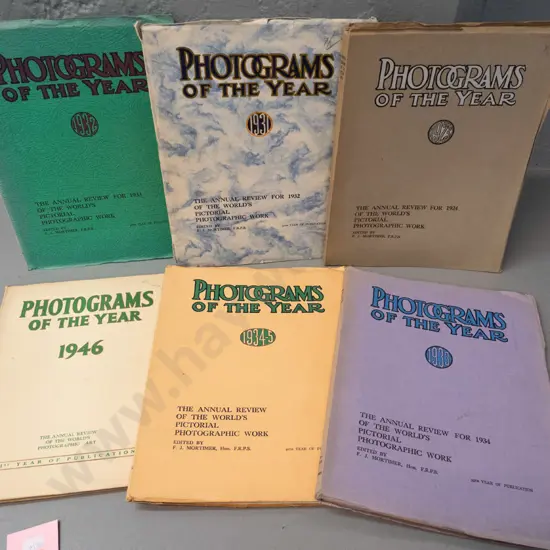 6 vintage issues of "Photograms of the Year" pub. Iliffe & Sons, London - years 1923, 31, 32, 33, 34-35 and 1946