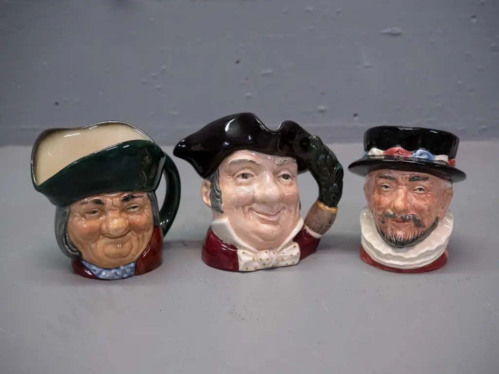3 small to medium size Royal Doulton character jugs - Mine Host H-90, Beefeater, John Philpott Image 1++