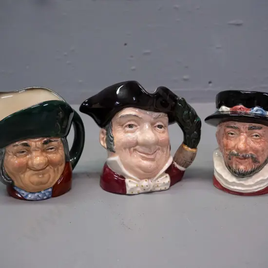 3 small to medium size Royal Doulton character jugs - Mine Host H-90, Beefeater, John Philpott