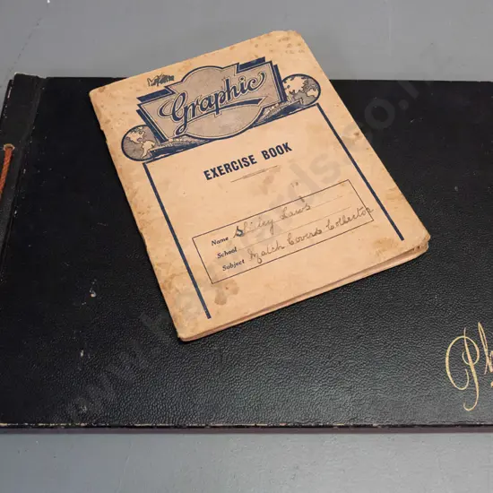 2 albums of pasted in matchbox labels and photographs of matchbox collectors, overall age wear - larger one H-260 W-390