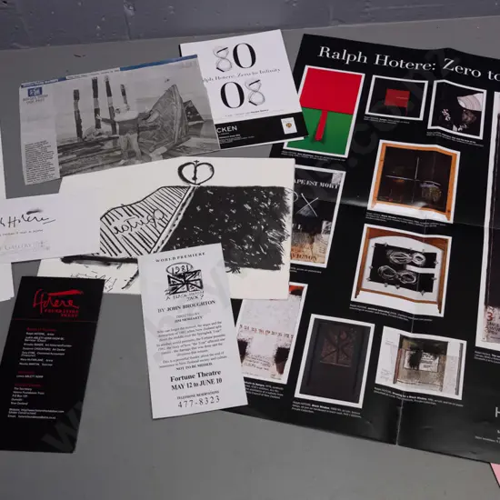 assorted Ralph Hotere ephemera incl. 1990 Preservation of Observation Point fundraiser auction catalogue, 2004 Temple