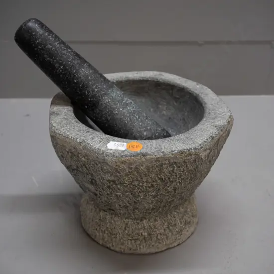 coarse finish granite hexagonal shaped mortar and pestle H-140 D-180