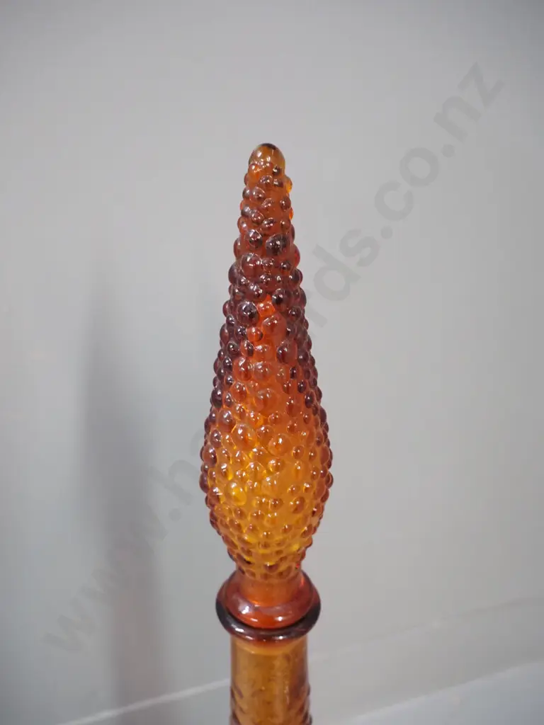 amber moulded glass genie bottle with stopper H-560 D-130 Image 1++