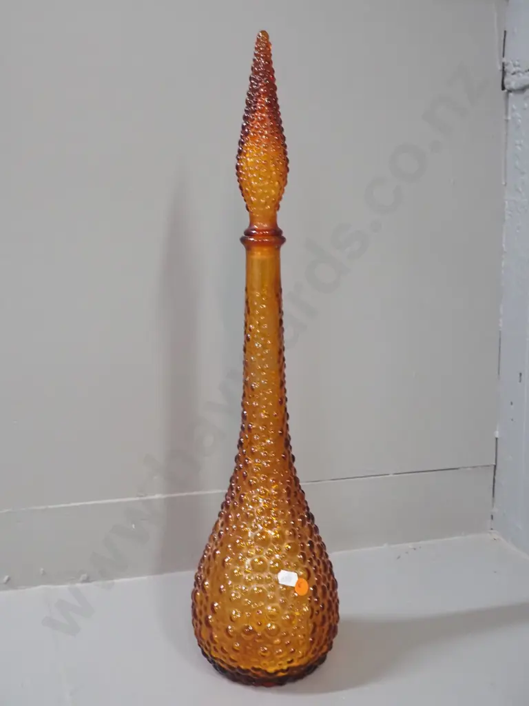 amber moulded glass genie bottle with stopper H-560 D-130 Image 1++