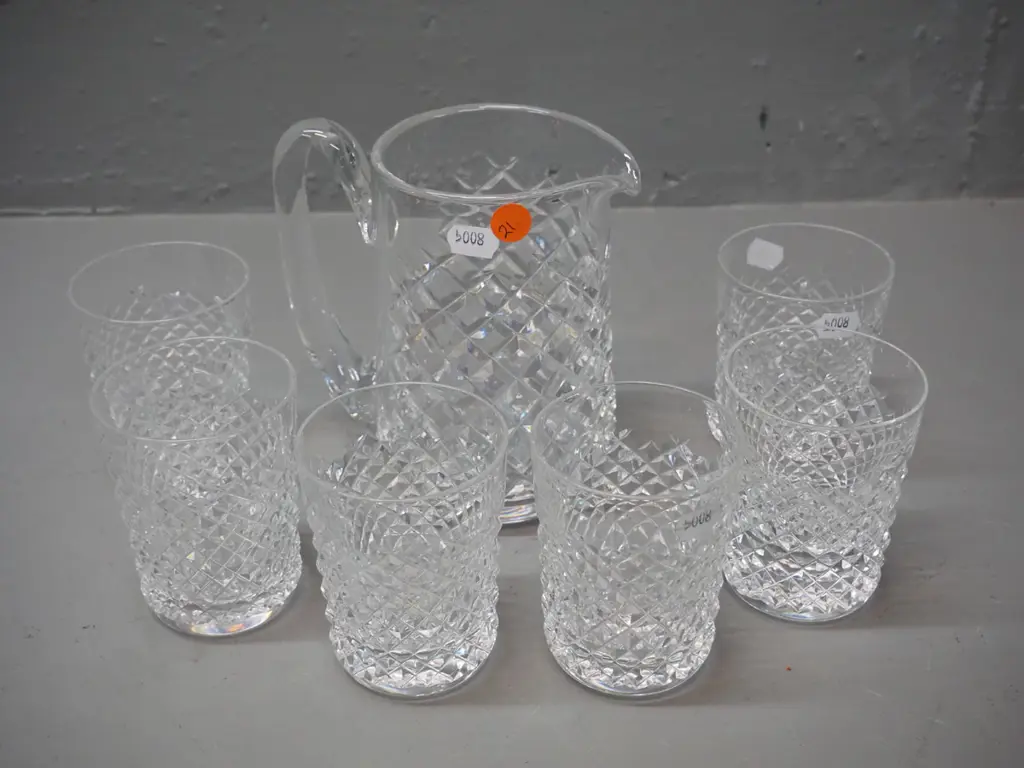 Waterford cut crystal 7-piece water set - jug is H-140 Image 1++