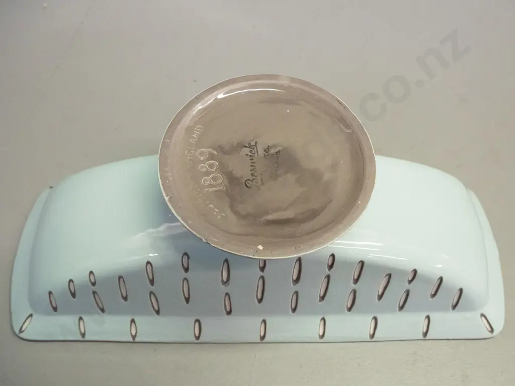 Beswick round footed flower trough and a Maling relief floral and butterfly plate. Vase has small chip to base and small Image 1++