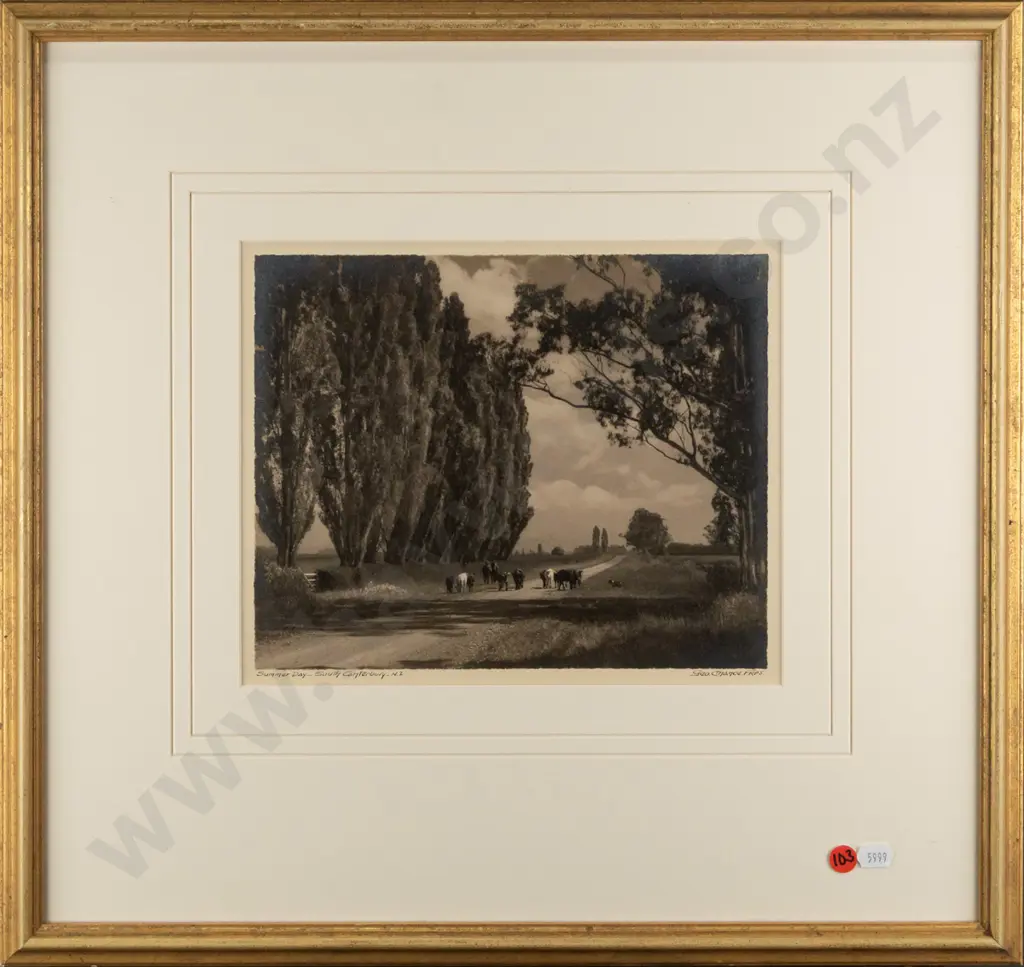 George Chance - framed vintage photograph "Summer Day - South Canterbury" H-210 W-250 (slight silvering) Image 1++
