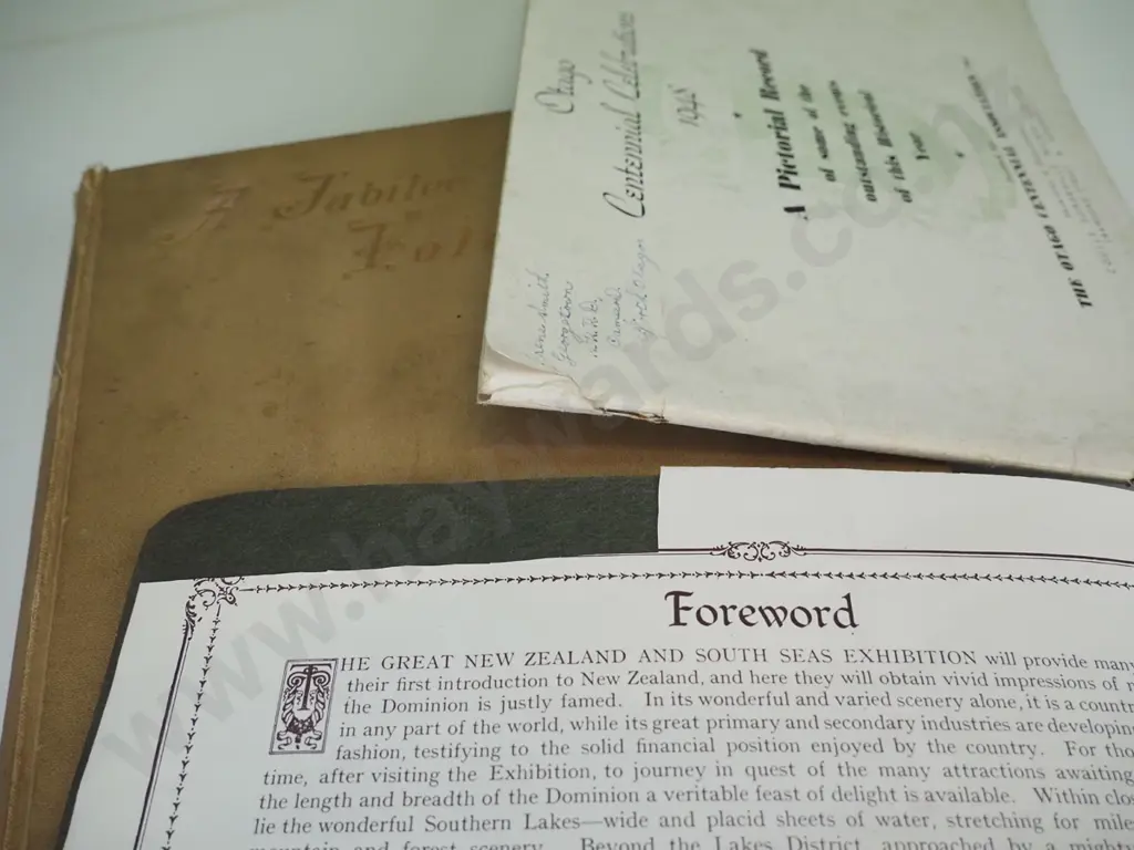 3 vintage publications - 1948 Otago Centennial and 1925-26 Exhibition souvenir booklets and Musings in Maoriland - A Image 1++