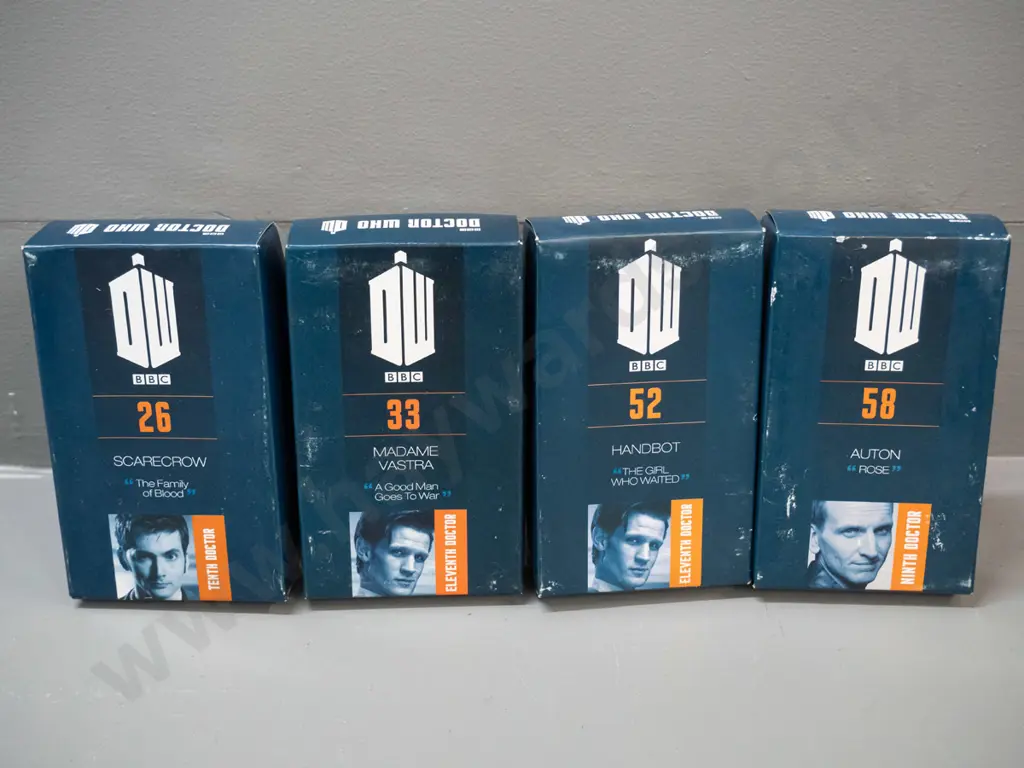4 boxed BBC 50th Anniversary Dr. Who 1:21 scale character figures - numbers 26, 33, 52 and 54 - see photos for details Image 1++