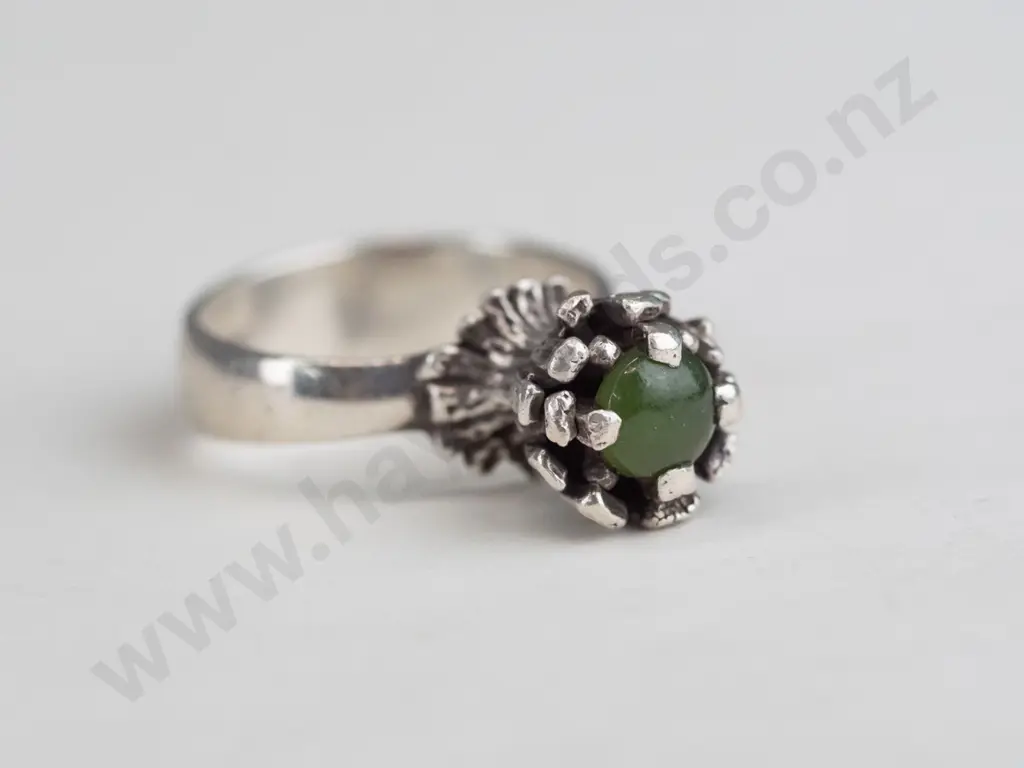 silver greenstone ring stamped stg sil Image 1++