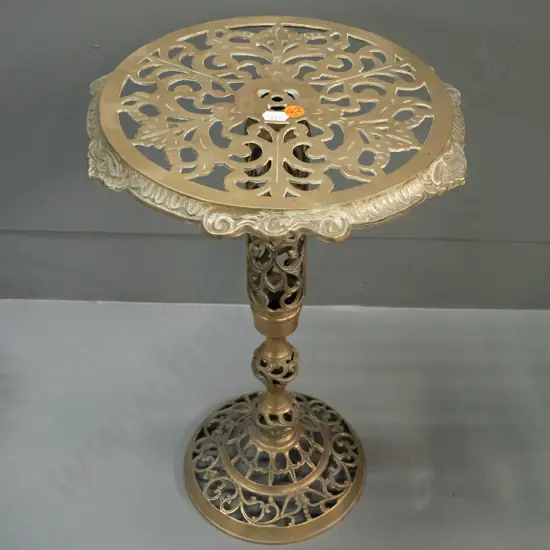 cast brass wine table with pierced scroll work decoration H-425 D-290