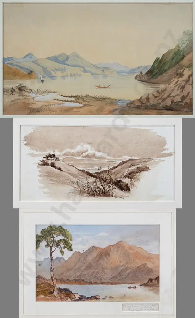 3x unframed watercolours  - lake and mountain scenes (slight foxing) Largest  H-195 W-330 Image 1++