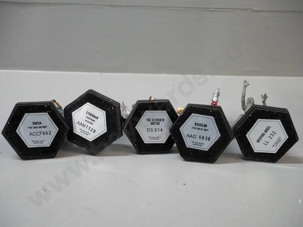 10 BBC 50th Anniversary Dr. Who 1:21 scale character figures with hexagonal bases, no boxes, all marked 2012 or 2013, Image 1++