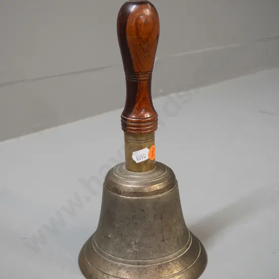 vintage cast brass hand or school bell with timber handle L-250 Diameter 130