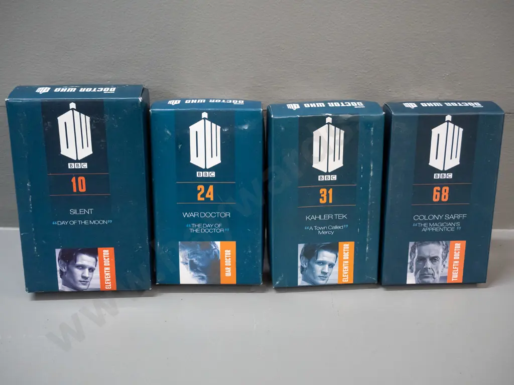 4 boxed BBC 50th Anniversary Dr. Who 1:21 scale character figures - numbers 10, 24, 31 and 68 - see photos for details Image 1++