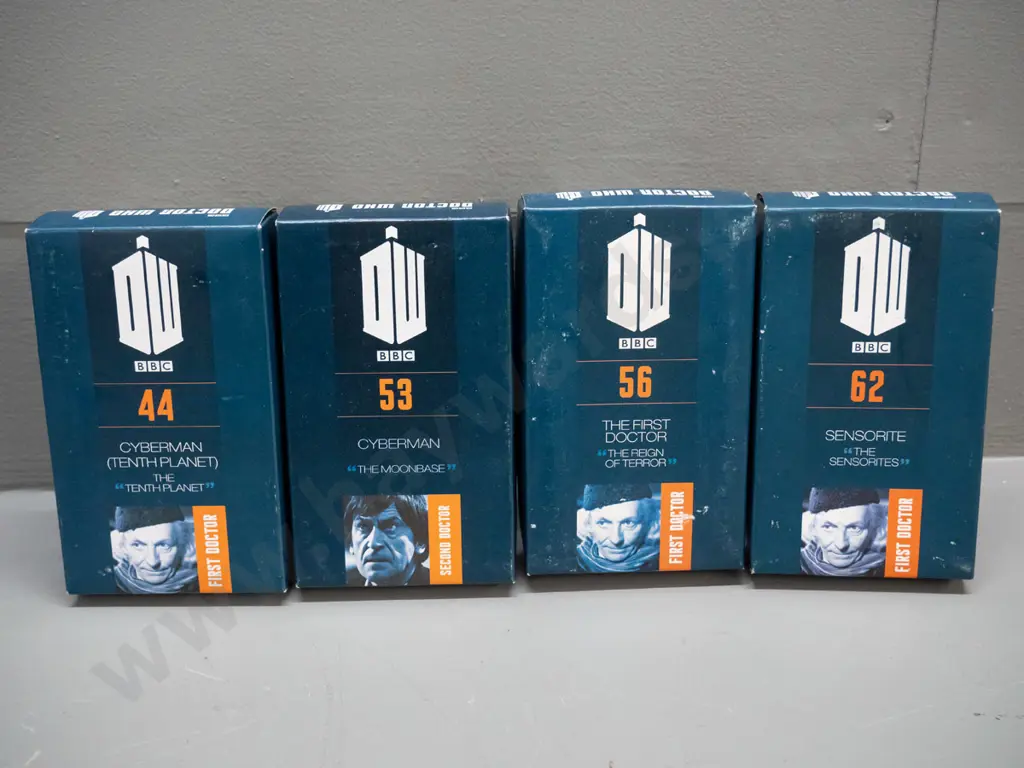 4 boxed BBC 50th Anniversary Dr. Who 1:21 scale character figures - numbers 44, 53, 56 and 62 - see photos for details Image 1++