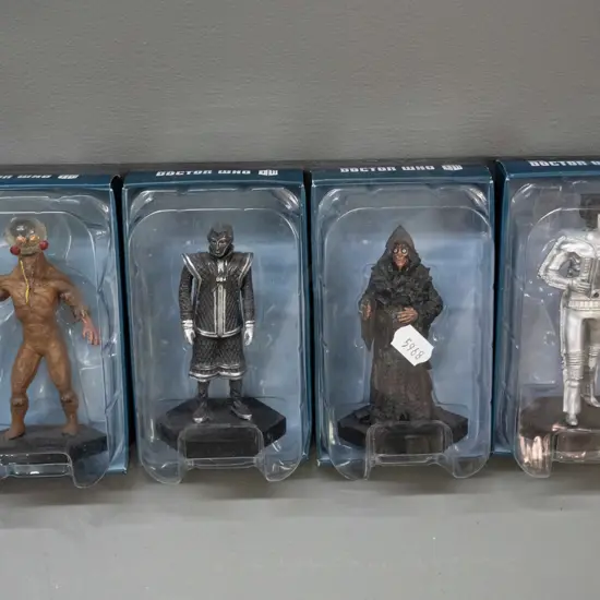 4 boxed BBC 50th Anniversary Dr. Who 1:21 scale character figures - numbers 28, 36, 49 and 63 - see photos for details