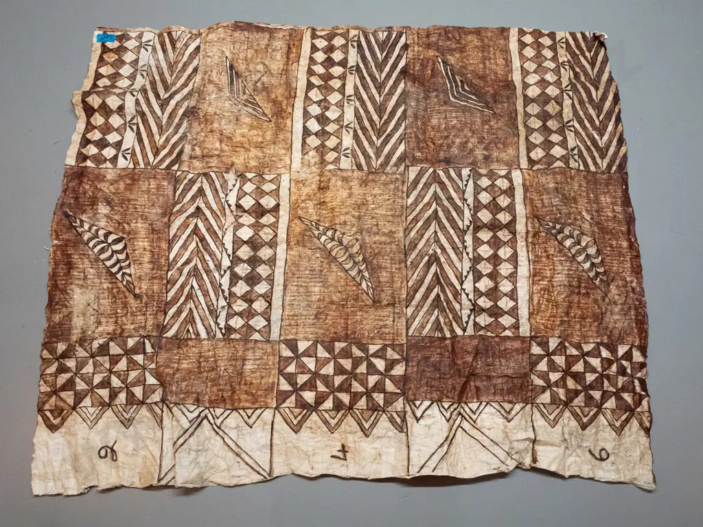 very large tapa cloth - 3 panels marked with numerals 2, 4 and 6 along one edge. L-2050 W-1800 Image 1++