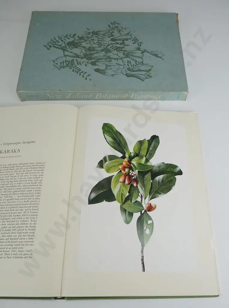 slip-cased hard cover book - New Zealand Botanical Paintings - Norman B. Harvey, Whitcombe & Tombs 1969 - wear to just Image 1++