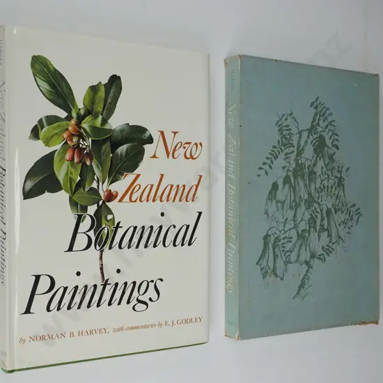 slip-cased hard cover book - New Zealand Botanical Paintings - Norman B. Harvey, Whitcombe & Tombs 1969 - wear to just