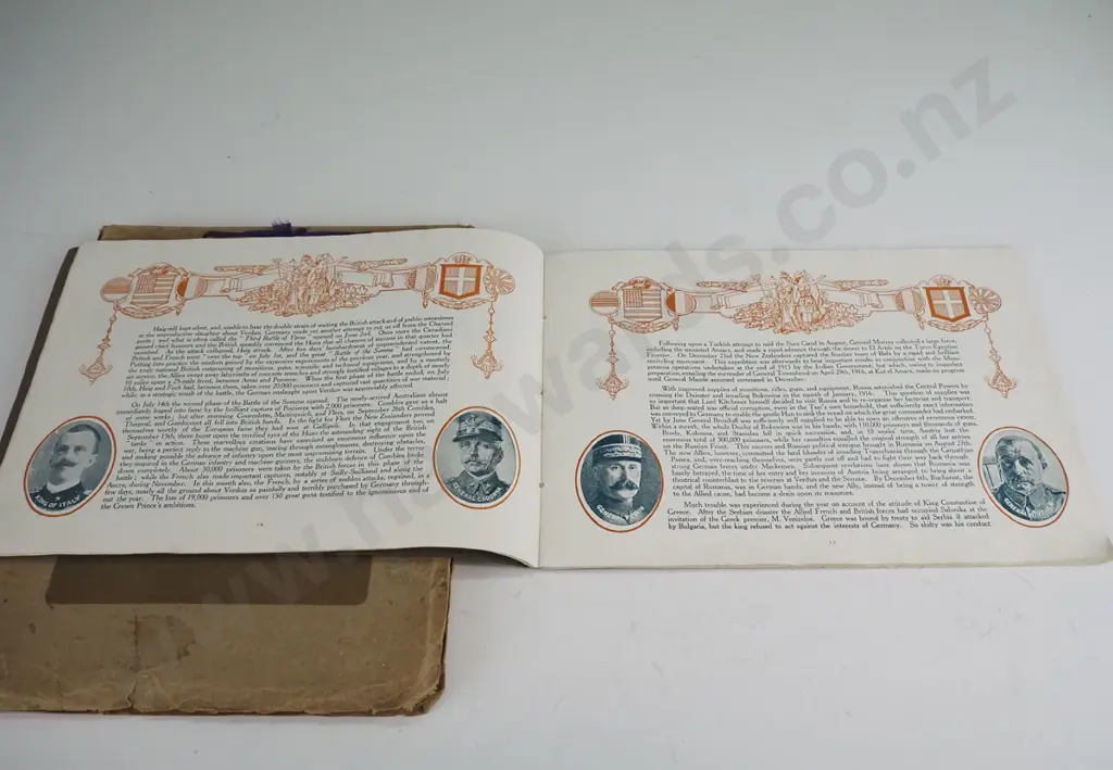 2 vintage WWI era publications - Souvenir of the Great War pub. 1919 by Wilkie's Dunedin and a sample / order book of Image 1++