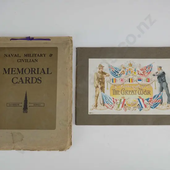 2 vintage WWI era publications - Souvenir of the Great War pub. 1919 by Wilkie's Dunedin and a sample / order book of