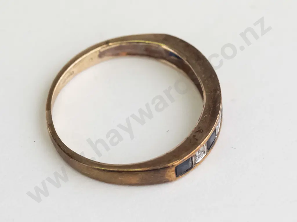 sapphire & cz ring stamped 375 Image 1++