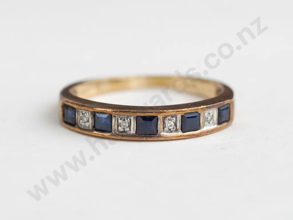 sapphire & cz ring stamped 375 Image 1++