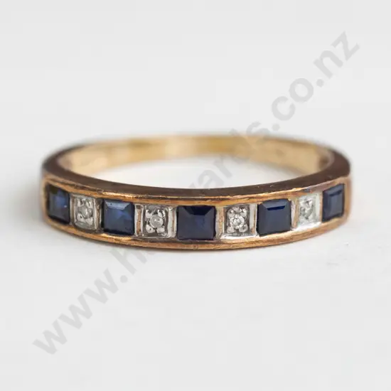 sapphire & cz ring stamped 375