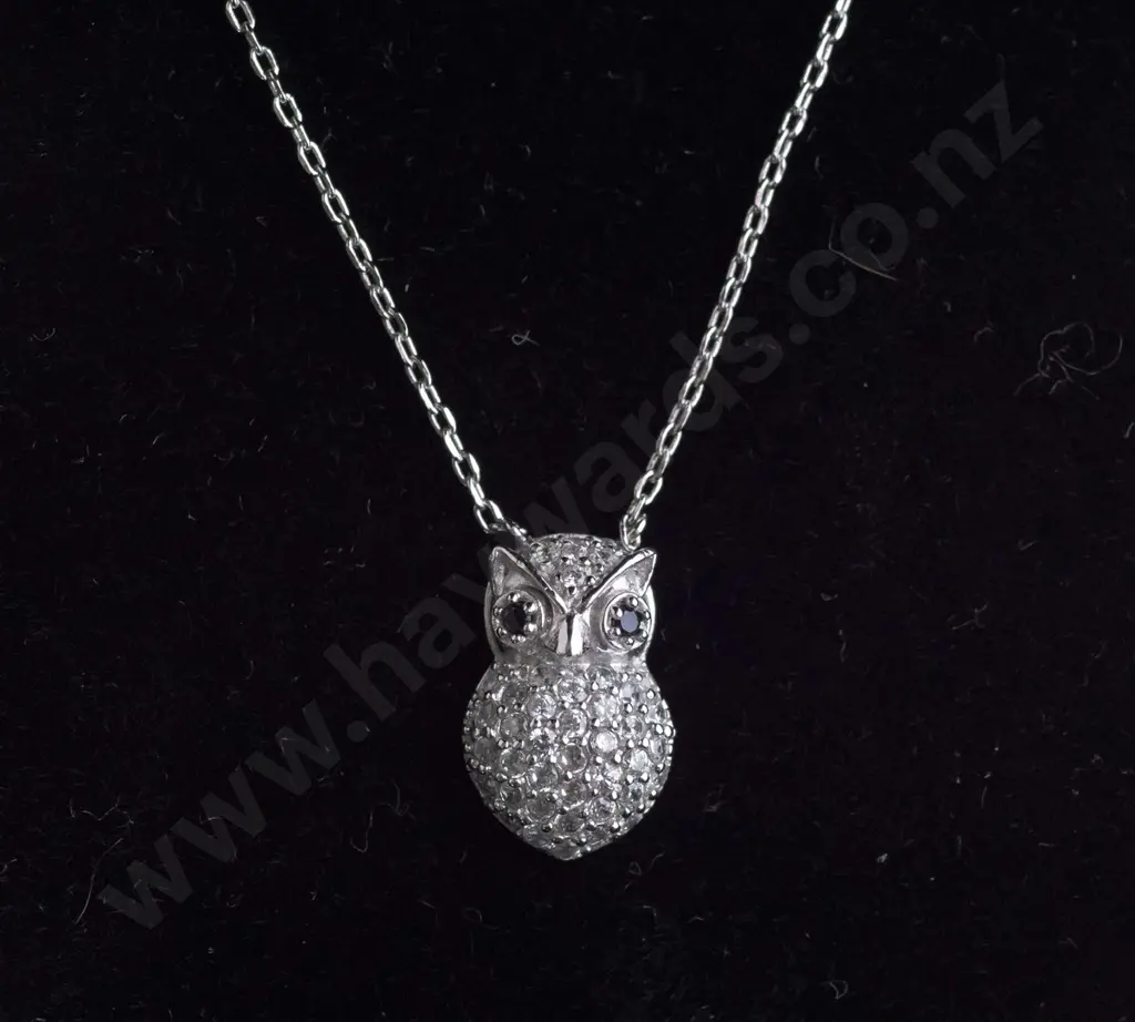 silver owl necklace stamped 925 Image 1++