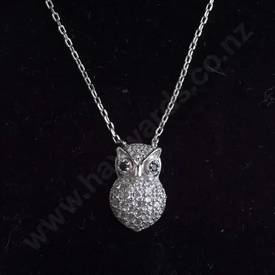 silver owl necklace stamped 925