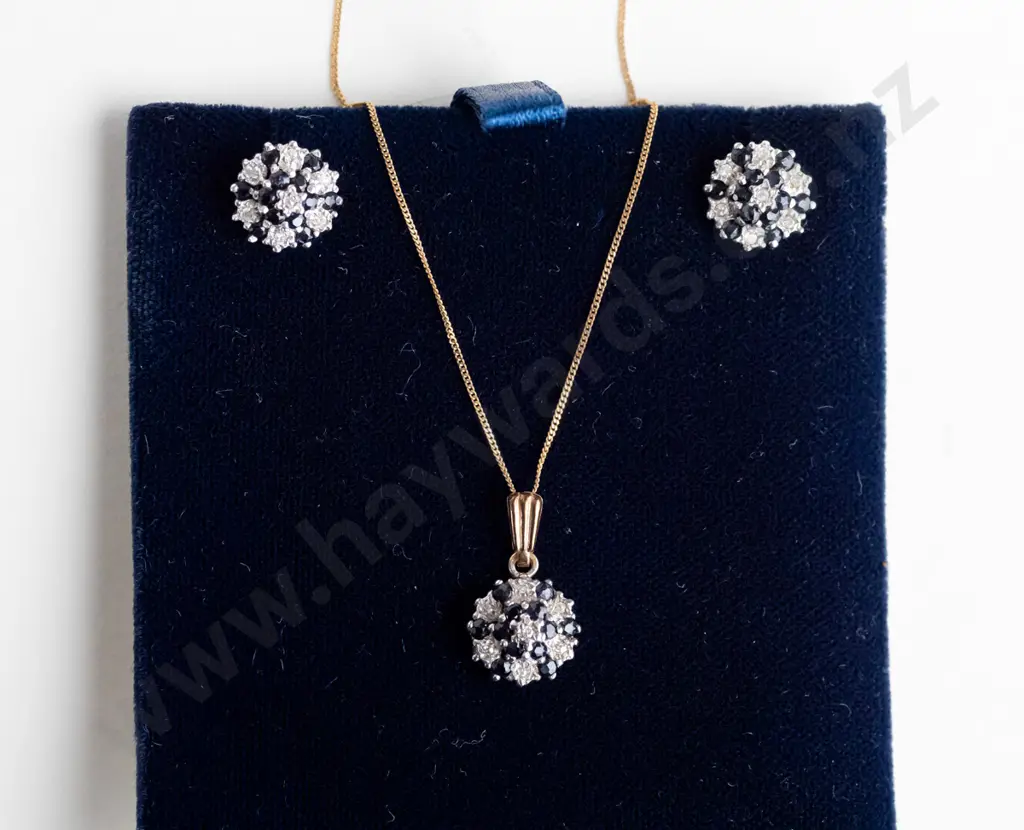 sapphire & cz necklace earring set Image 1++