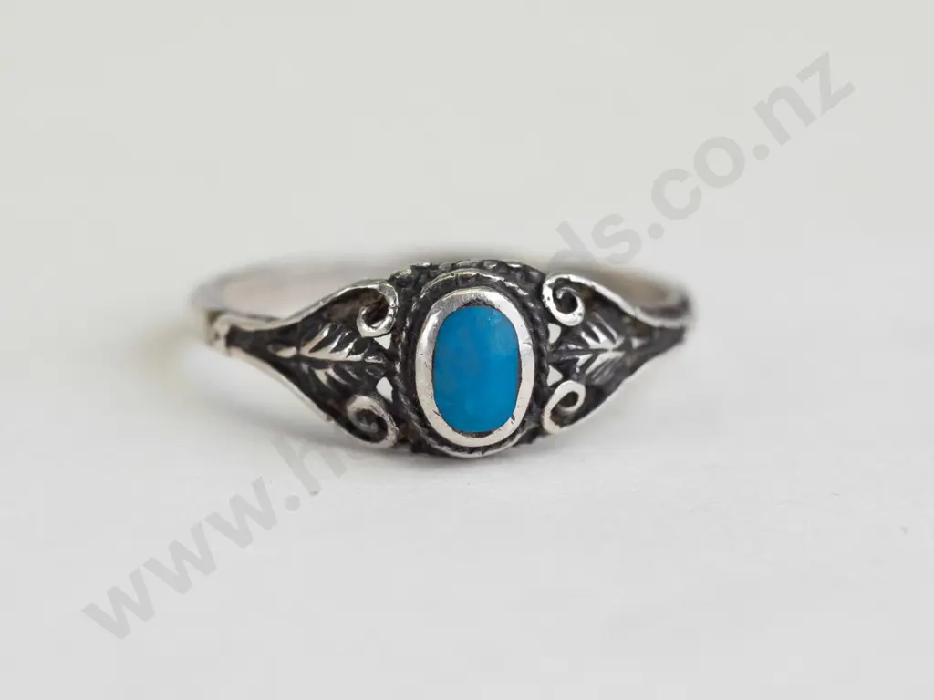 silver turquoise ring stamped 925 Image 1++