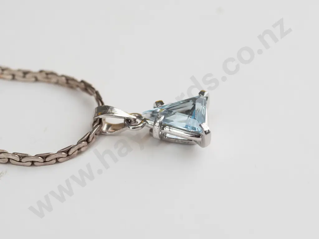 silver aquamarine necklace chain stamped 925 Image 1++