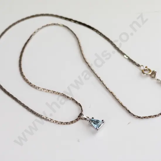 silver aquamarine necklace chain stamped 925