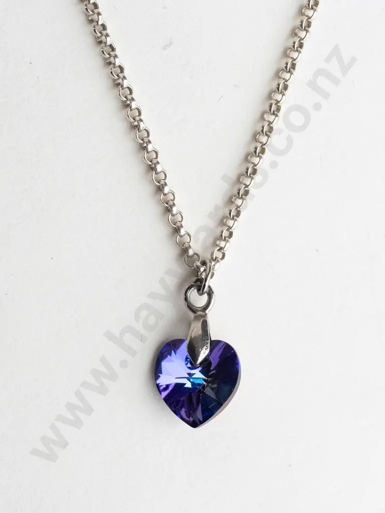 purple heart necklace chain stamped 925 Image 1++