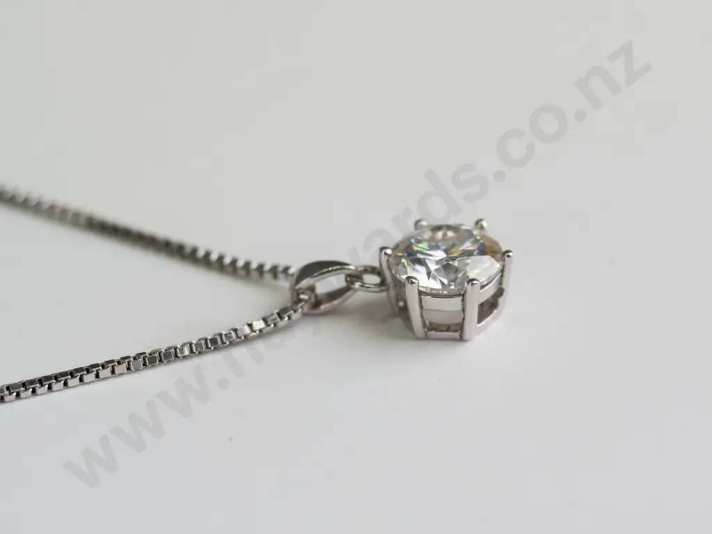 silver cz necklace stamped 925 Image 1++