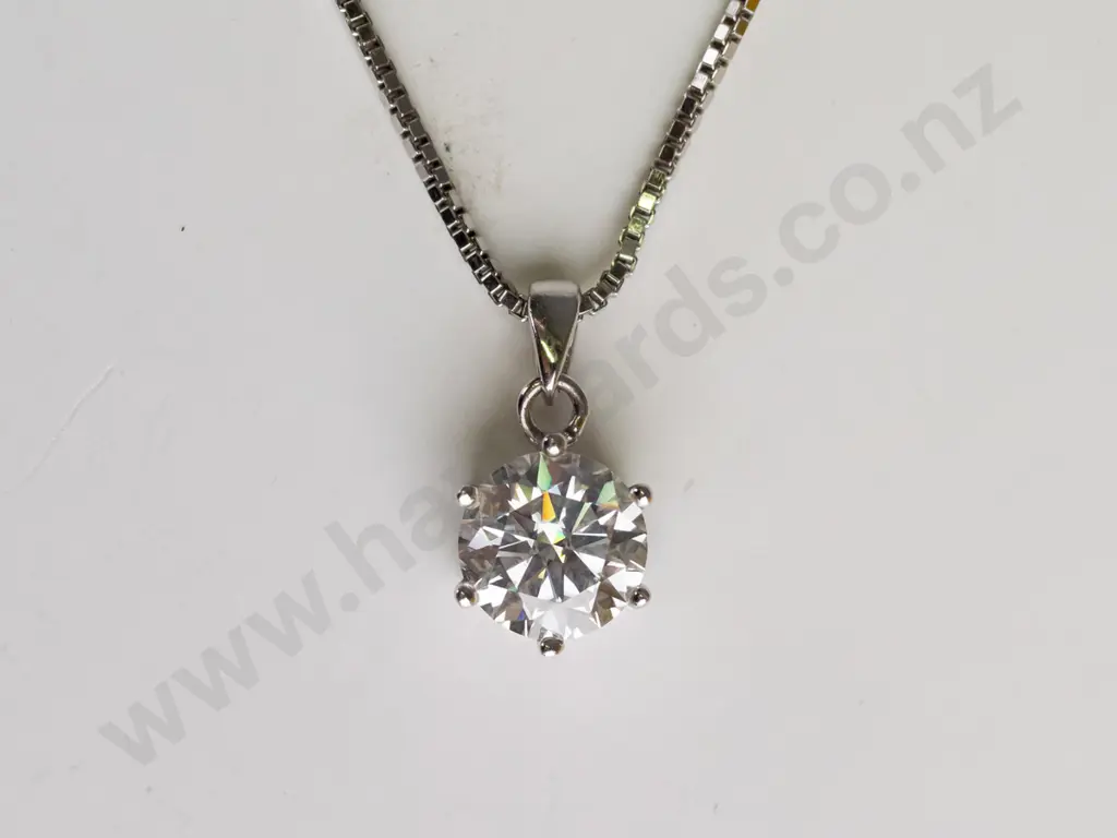 silver cz necklace stamped 925 Image 1++