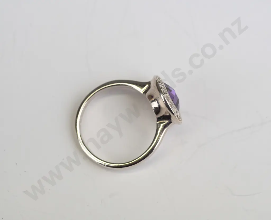 silver amethyst cz ring stamped 925 Image 1++