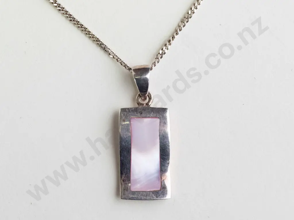 silver mother of pearl necklace stamped 925 Image 1++