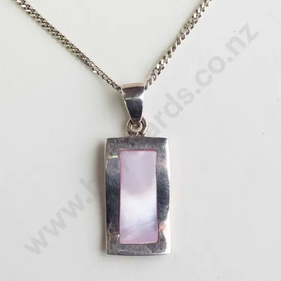 silver mother of pearl necklace stamped 925