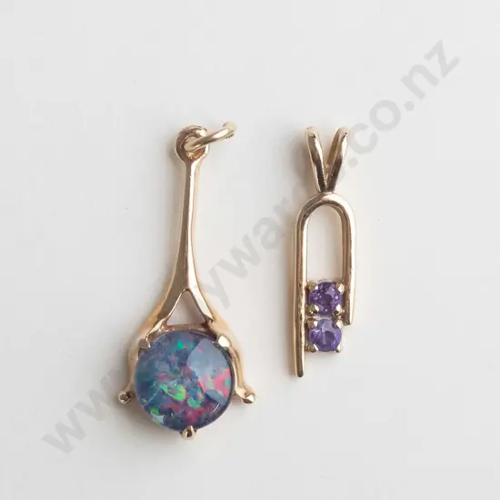 opal necklace no mark or chain & amethyst necklace no mark or chain