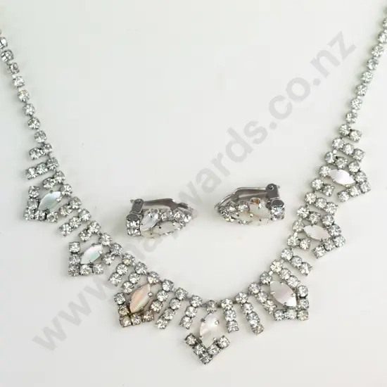 crystal necklace & earring set [clip on]