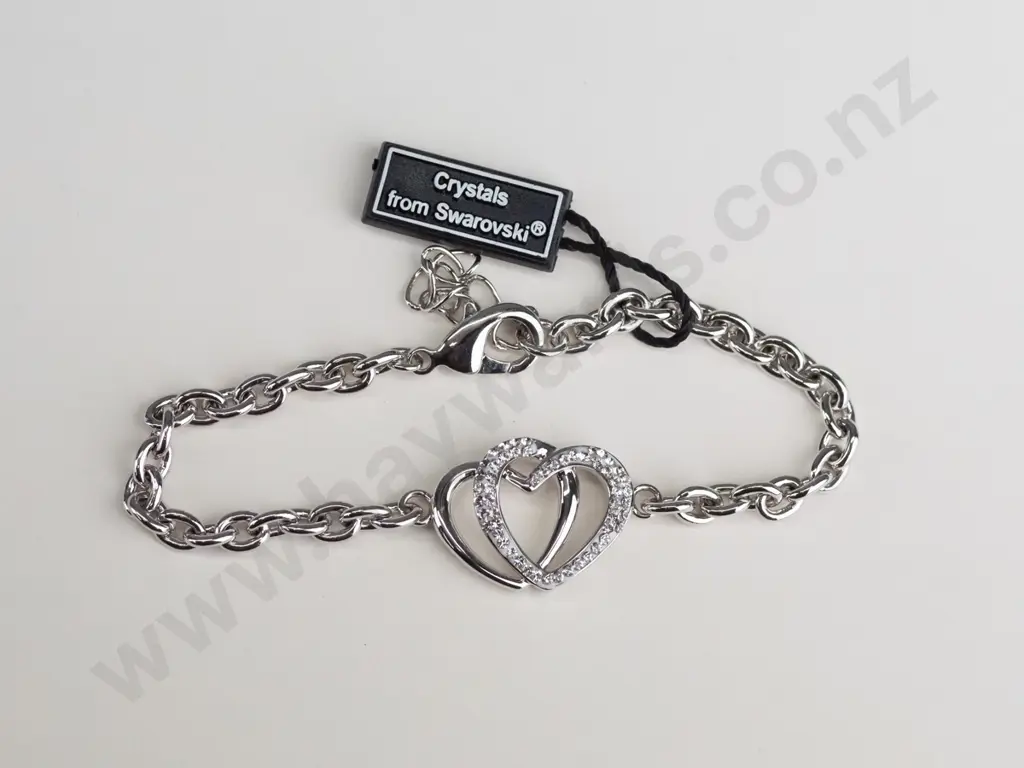 silver bracelet with crystal heart - tag Warren James crystals from Swarovski Image 1++